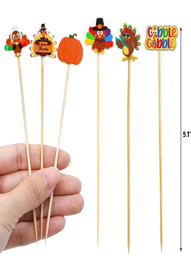 WorldBazaar Turkey Thanksgiving Cocktail Picks 120PCS Fall Toothpicks Food Appetizer Sticks Fruit Fall Harvest Decorations Party Supplies - Image 2